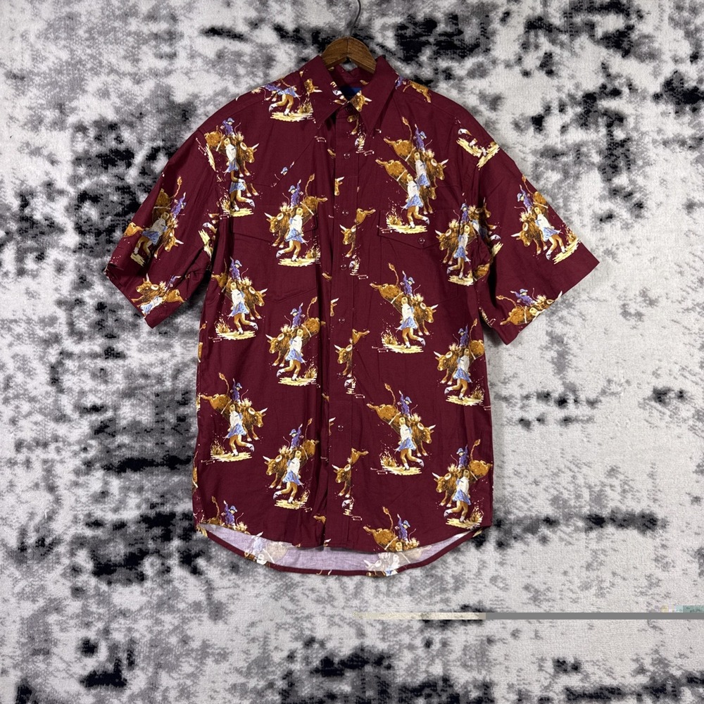 Wrangler Roger Landford Western Shirt Mens Size Medium Cowboy Rodeo 90s Artwork